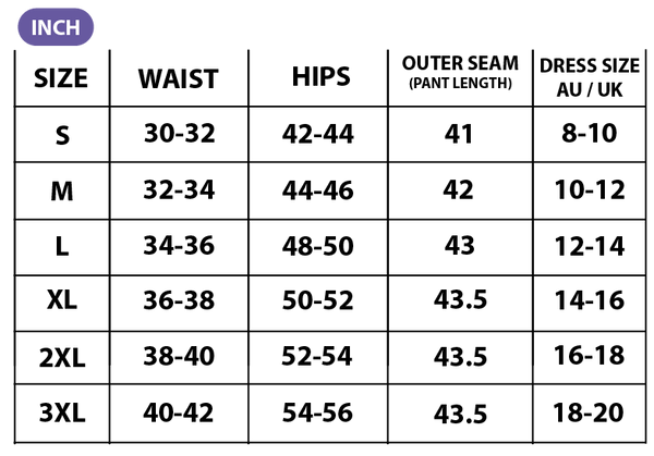 Sizeguide inch